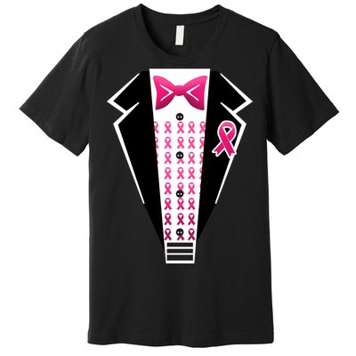 Breast Cancer Ribbon Tuxedo Premium T-Shirt