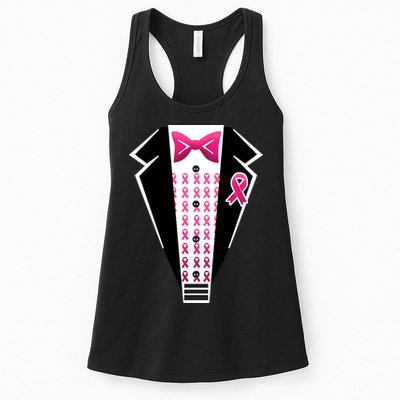 Breast Cancer Ribbon Tuxedo Womens Tank Top
