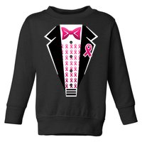 Breast Cancer Ribbon Tuxedo Toddler Sweatshirt