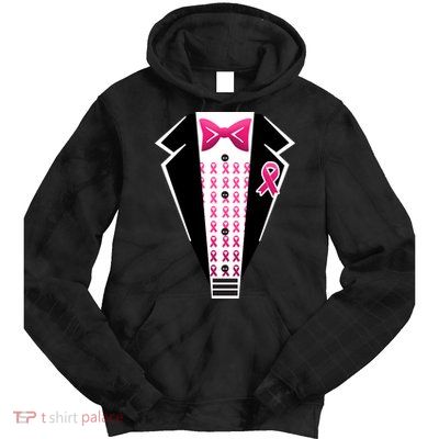 Breast Cancer Ribbon Tuxedo Tie Dye Hoodie