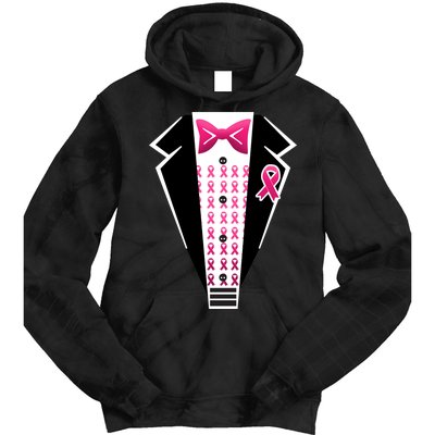 Breast Cancer Ribbon Tuxedo Tie Dye Hoodie