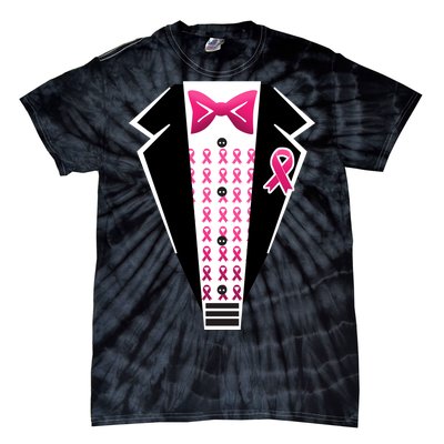 Breast Cancer Ribbon Tuxedo Tie-Dye T-Shirt