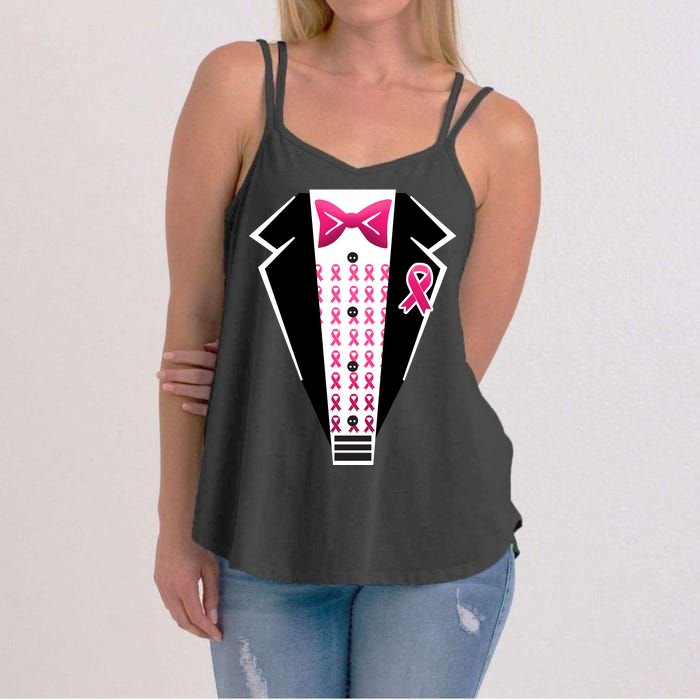 Breast Cancer Ribbon Tuxedo Women's Strappy Tank