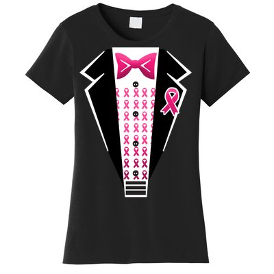 Breast Cancer Ribbon Tuxedo Women's T-Shirt