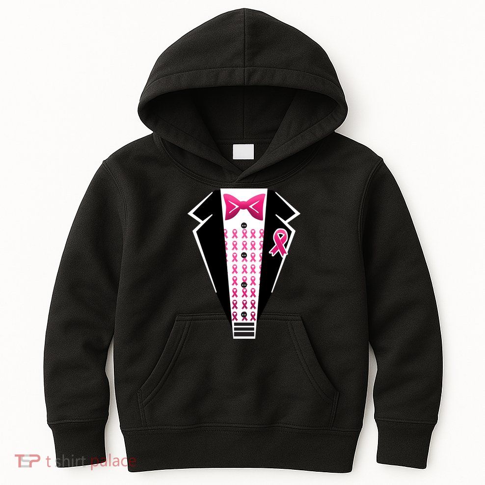 Breast Cancer Ribbon Tuxedo Kids Hoodie