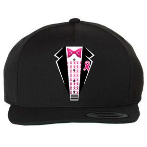 Breast Cancer Ribbon Tuxedo Wool Snapback Cap