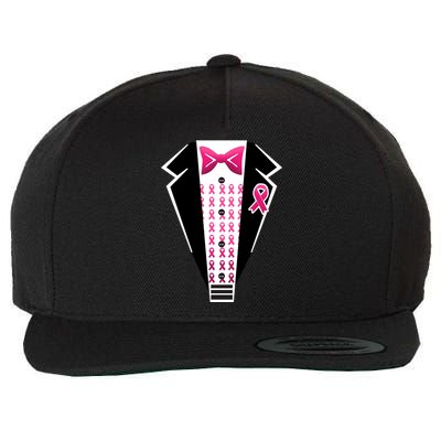 Breast Cancer Ribbon Tuxedo Wool Snapback Cap