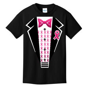 Breast Cancer Ribbon Tuxedo Kids T-Shirt