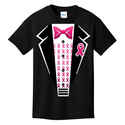 Breast Cancer Ribbon Tuxedo Kids T-Shirt