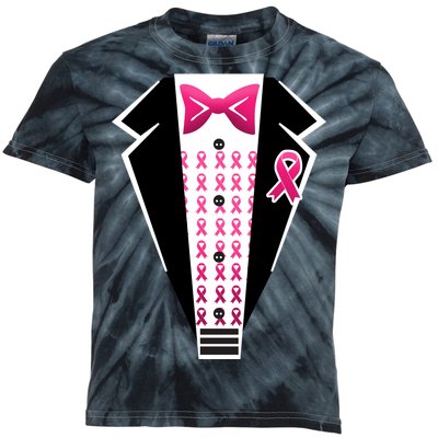 Breast Cancer Ribbon Tuxedo Kids Tie-Dye T-Shirt