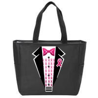 Breast Cancer Ribbon Tuxedo Zip Tote Bag