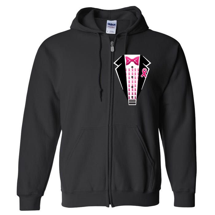 Breast Cancer Ribbon Tuxedo Full Zip Hoodie