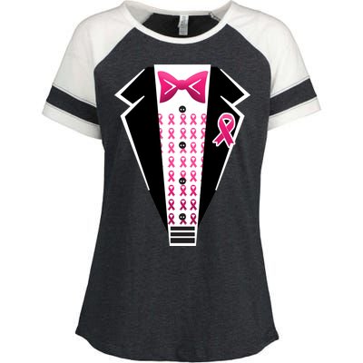 Breast Cancer Ribbon Tuxedo Enza Ladies Jersey Colorblock Tee