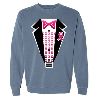 Breast Cancer Ribbon Tuxedo Garment-Dyed Sweatshirt