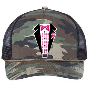 Breast Cancer Ribbon Tuxedo Retro Rope Trucker Hat Cap