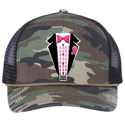 Breast Cancer Ribbon Tuxedo Retro Rope Trucker Hat Cap