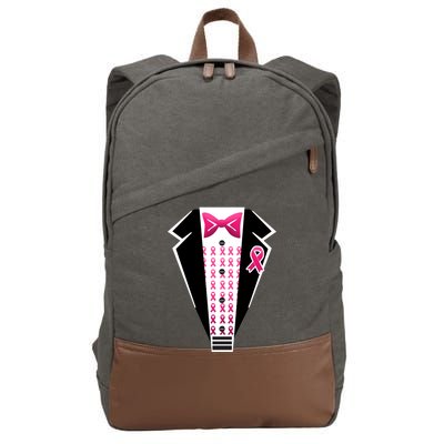 Breast Cancer Ribbon Tuxedo Cotton Canvas Backpack