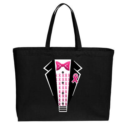 Breast Cancer Ribbon Tuxedo Cotton Canvas Jumbo Tote