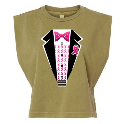 Breast Cancer Ribbon Tuxedo Garment-Dyed Women's Muscle Tee