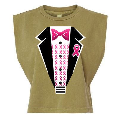 Breast Cancer Ribbon Tuxedo Garment-Dyed Women's Muscle Tee