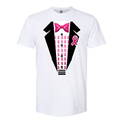 Breast Cancer Ribbon Tuxedo Softstyle CVC T-Shirt