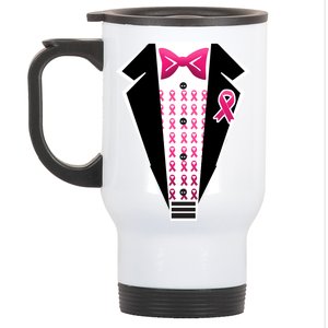 Breast Cancer Ribbon Tuxedo Stainless Steel Travel Mug