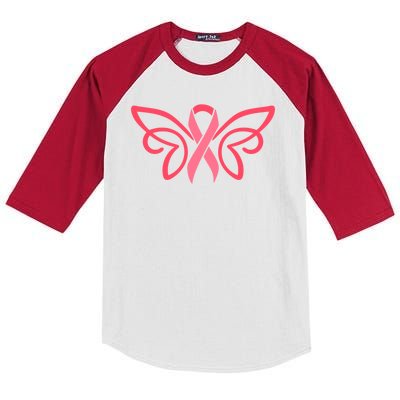 Breast Cancer Ribbon Wings Kids Colorblock Raglan Jersey