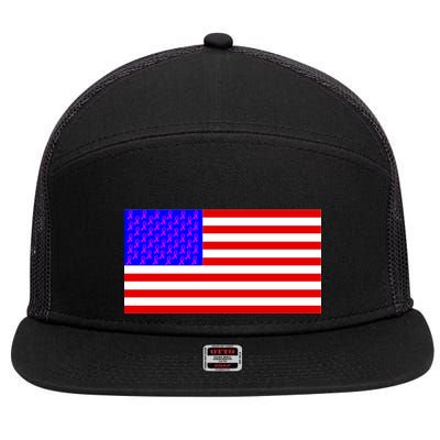 Breast Cancer Ribbons USA Flag 7 Panel Mesh Trucker Snapback Hat