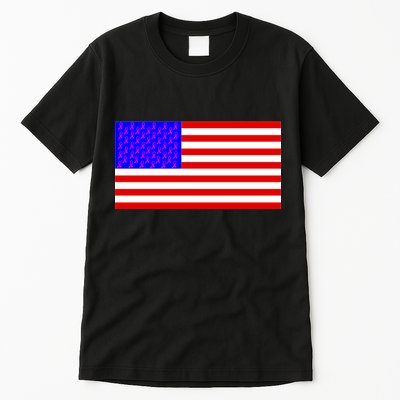 Breast Cancer Ribbons USA Flag Tall T-Shirt