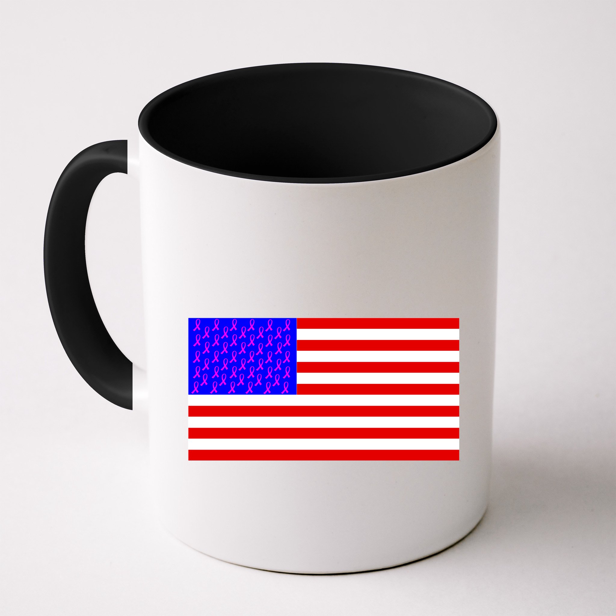 Breast Cancer Ribbons USA Flag Mug