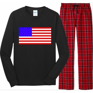 Breast Cancer Ribbons USA Flag Long Sleeve Pajama Set