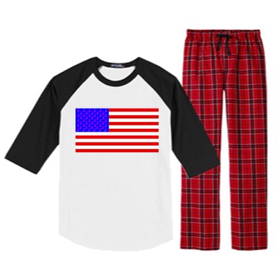 Breast Cancer Ribbons USA Flag Raglan Sleeve Pajama Set