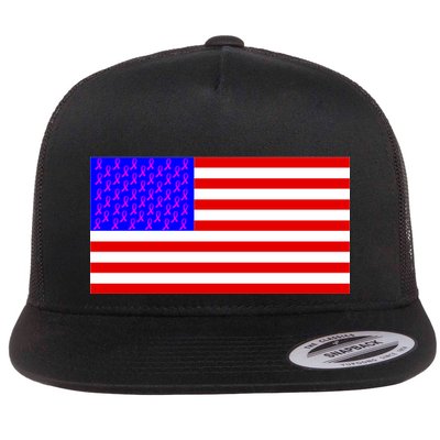 Breast Cancer Ribbons USA Flag Flatbill Hat