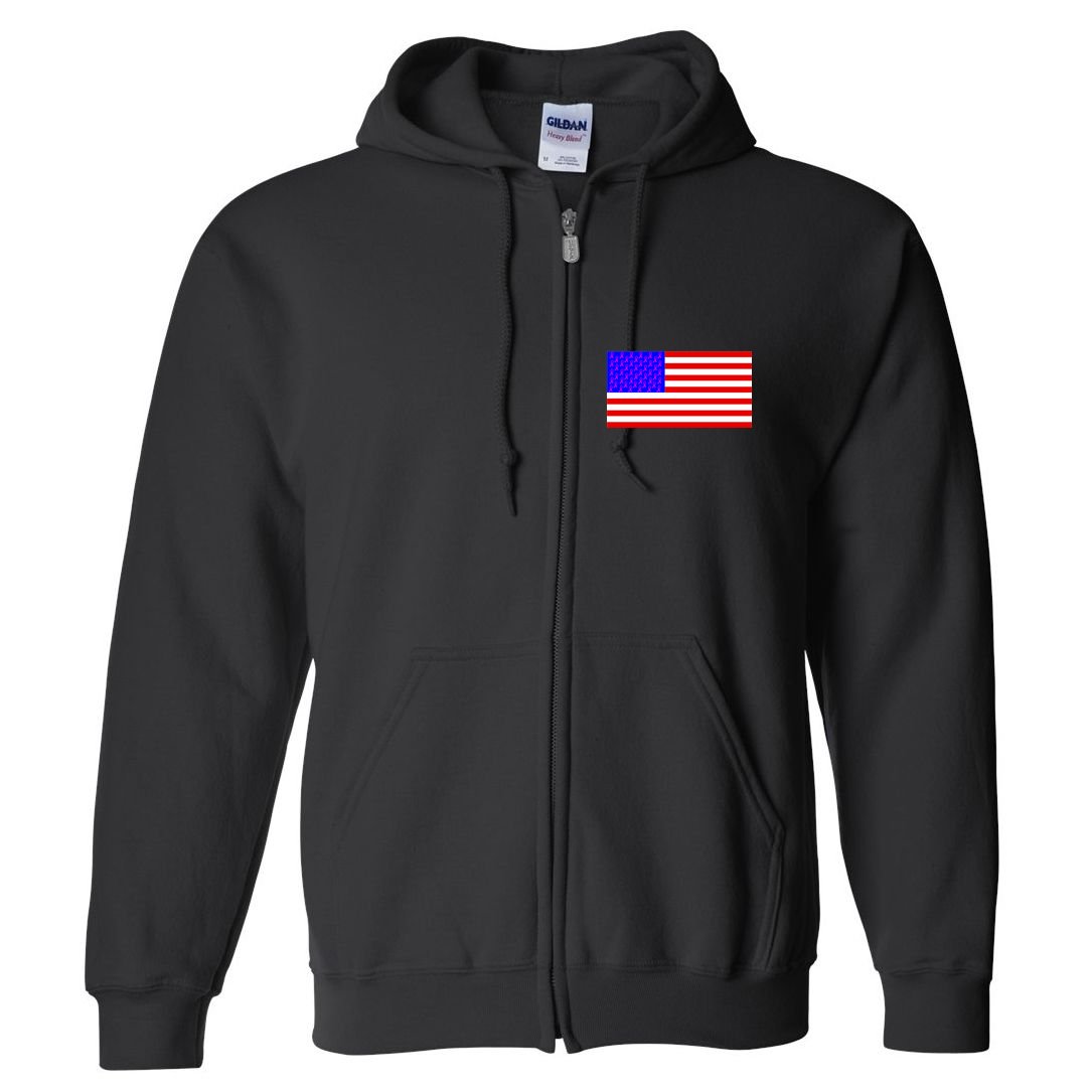Breast Cancer Ribbons USA Flag Full Zip Hoodie