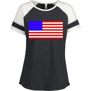 Breast Cancer Ribbons USA Flag Enza Ladies Jersey Colorblock Tee