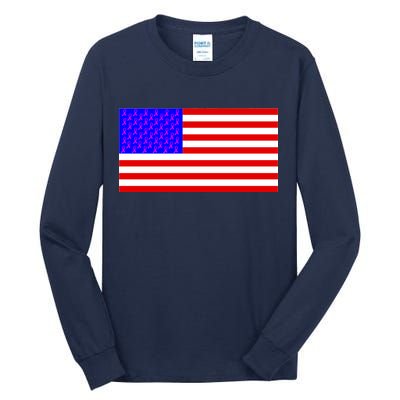 Breast Cancer Ribbons USA Flag Tall Long Sleeve T-Shirt