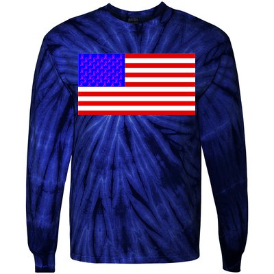 Breast Cancer Ribbons USA Flag Tie-Dye Long Sleeve Shirt