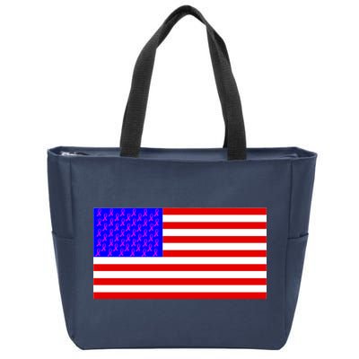 Breast Cancer Ribbons USA Flag Zip Tote Bag