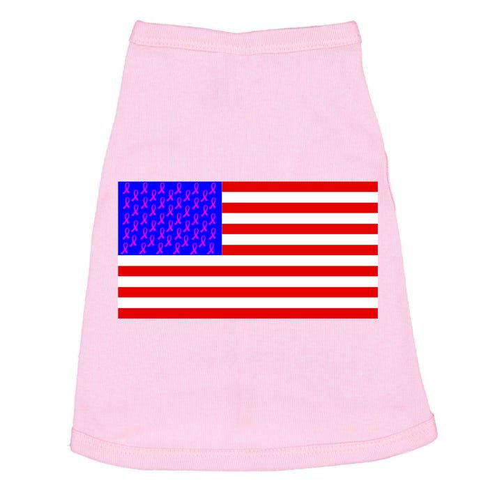 Breast Cancer Ribbons USA Flag Doggie Tank