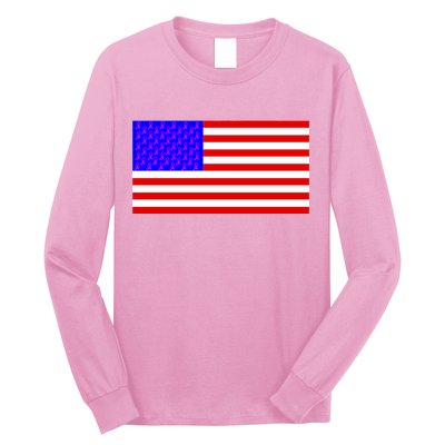 Breast Cancer Ribbons USA Flag Long Sleeve Shirt