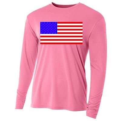 Breast Cancer Ribbons USA Flag Cooling Performance Long Sleeve Crew