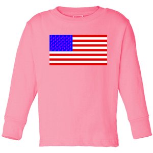 Breast Cancer Ribbons USA Flag Toddler Long Sleeve Shirt