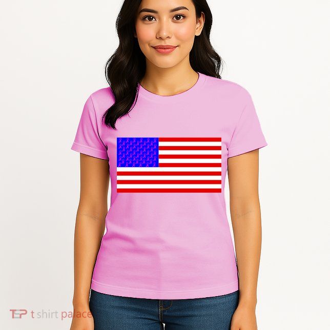 Breast Cancer Ribbons USA Flag Womens T-Shirt