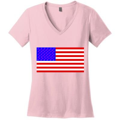 Breast Cancer Ribbons USA Flag Women's V-Neck T-Shirt