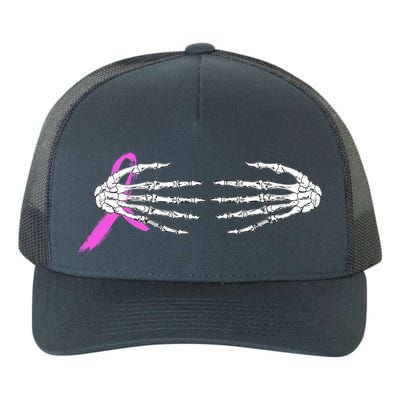 Breast Cancer Skeleton Hands Yupoong Adult 5-Panel Trucker Hat