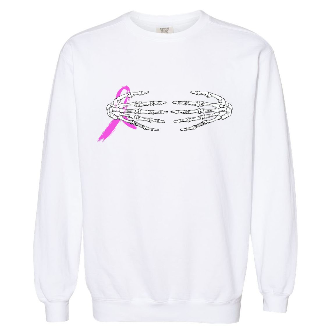 Breast Cancer Skeleton Hands Garment-Dyed Sweatshirt