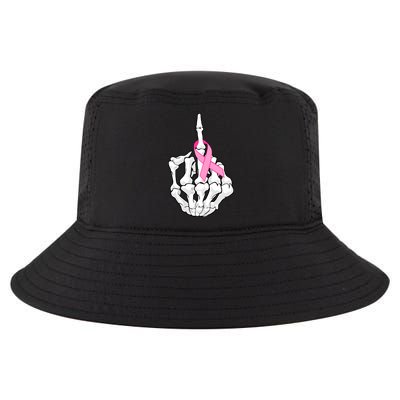 Breast Cancer Skeleton Middle Finger Ribbon Cool Comfort Performance Bucket Hat