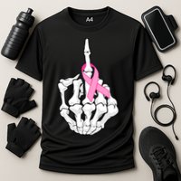 Breast Cancer Skeleton Middle Finger Ribbon Cooling Performance Crew T-Shirt