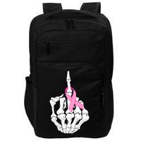 Breast Cancer Skeleton Middle Finger Ribbon Impact Tech Backpack