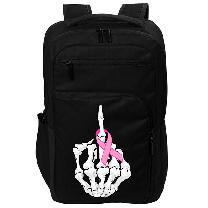Breast Cancer Skeleton Middle Finger Ribbon Impact Tech Backpack